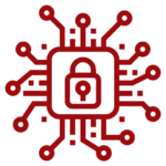 Cybersecurity icon in red